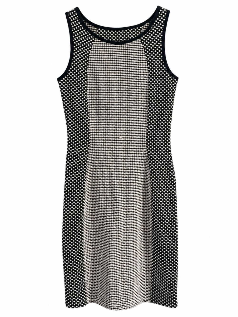 Black Gray Textured Stitch Sleeveless Sheath Dress